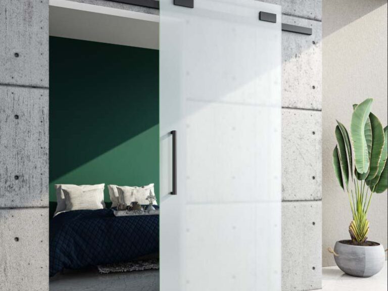 Czarny system przesuwny do szkła